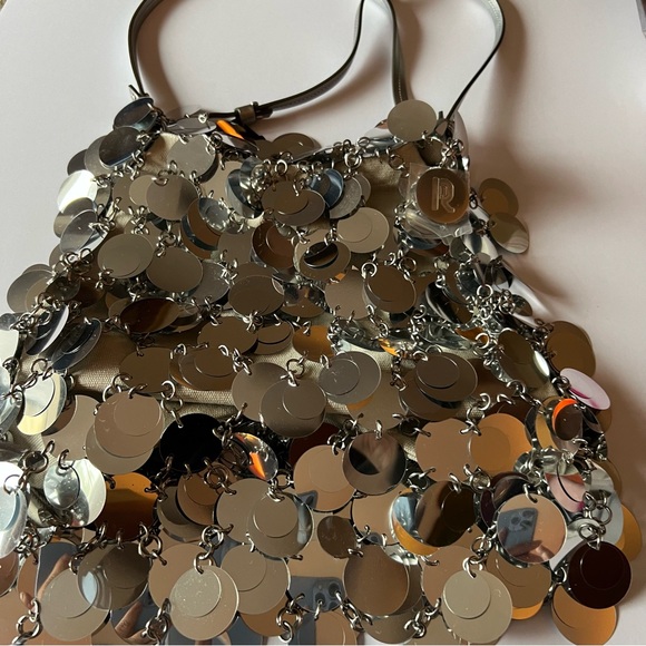RABANNE BY PACO RABANNE SPARKLE SILVER DISC BAG NEW - Picture 4 of 15